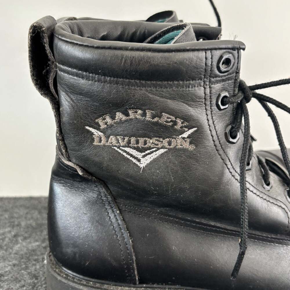 Vintage 90s Harley-Davidson Men's 8 Black Leather Motorcycle Lace-Up Boots